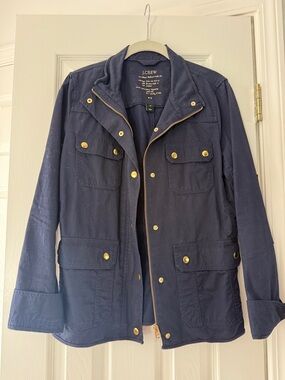 J. Crew Navy Utility Field Jacket with Gold Hardware